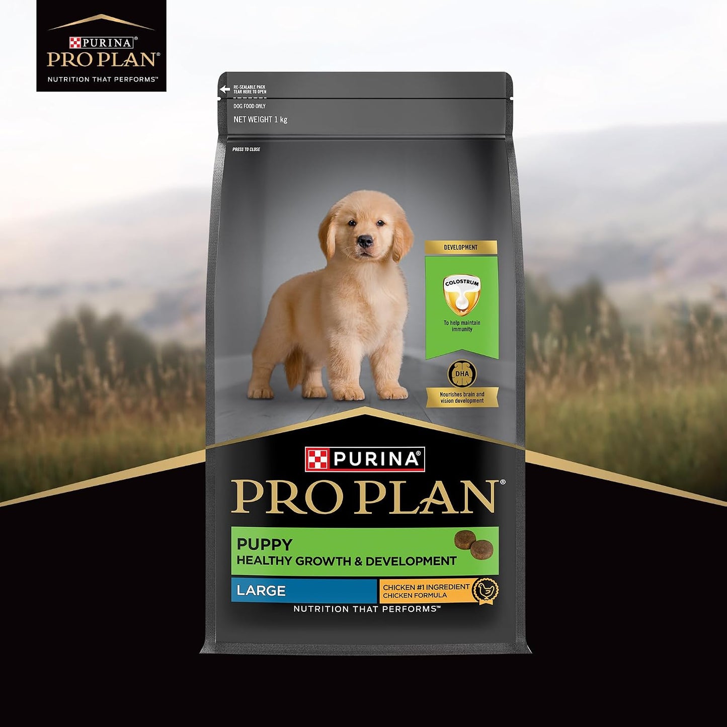 Purina Pro Plan Puppy Dry Food for Large Breed Dogs, 1kg Pack | With Chicken, Natural Colostrum, Supports Immune System, Scientifically Proven Antioxidants, Complete Nutrition