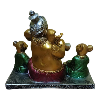 Ganesha Ganesh Ganpati Gajanan Statue Idol Murti Gift Item Decorative Showpiece Multicolor Polyresin Pack of 1 (B011)