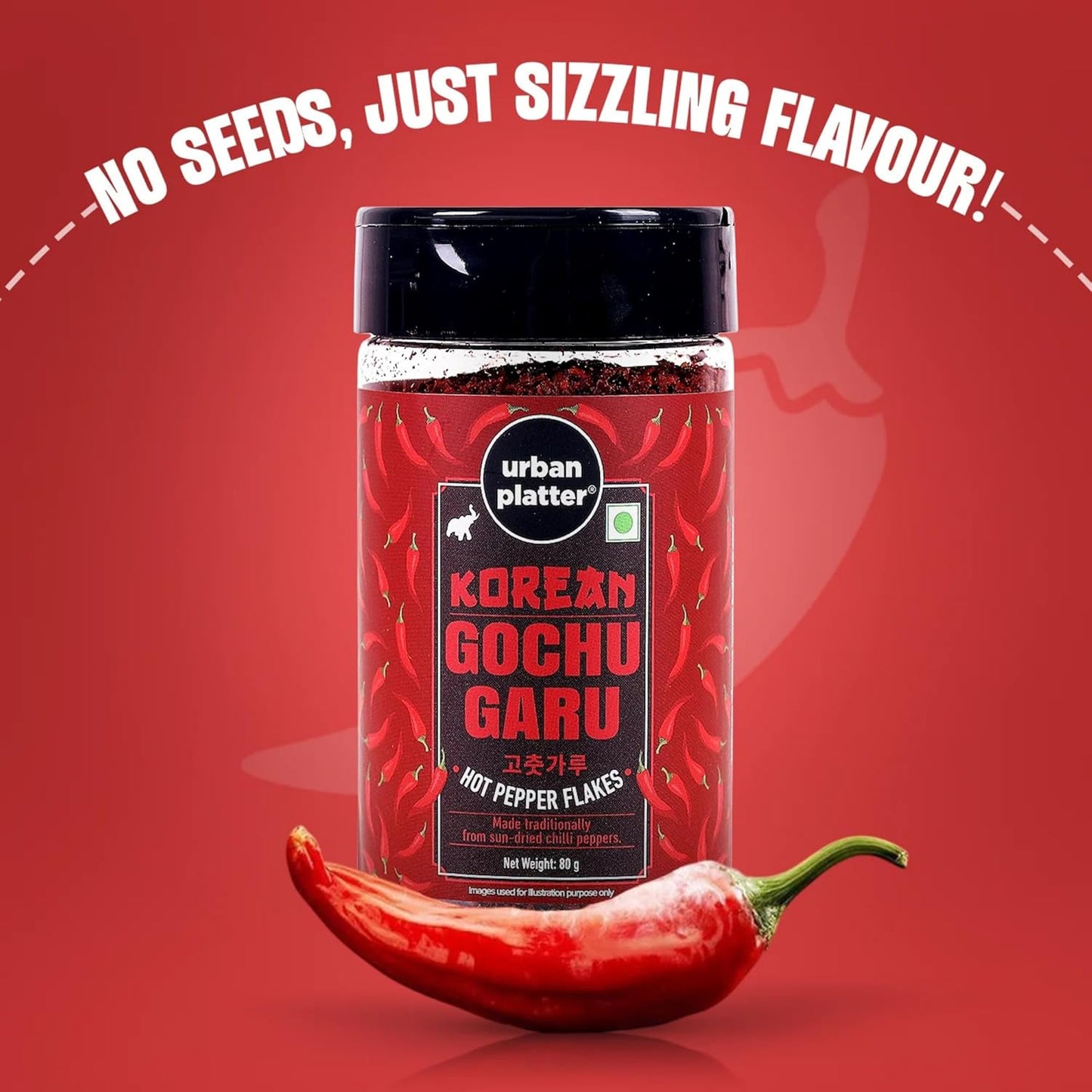 urban platter Korean Gochugaru Hot Pepper Powder, 80 Gm [Coarse Ground Korean Dried Chilli Peppers | Smoky & Spicy| Use For Kimchi And Other Korean Dishes]