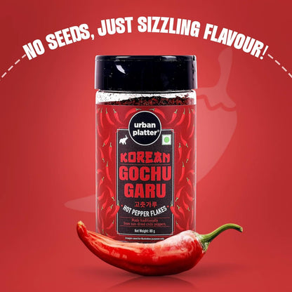 urban platter Korean Gochugaru Hot Pepper Powder, 80 Gm [Coarse Ground Korean Dried Chilli Peppers | Smoky & Spicy| Use For Kimchi And Other Korean Dishes]