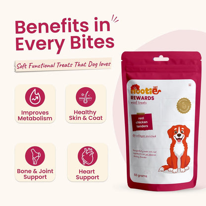 Nootie Rewards Real Chicken Tenders for Dogs 50g | High Protein Dog Treats