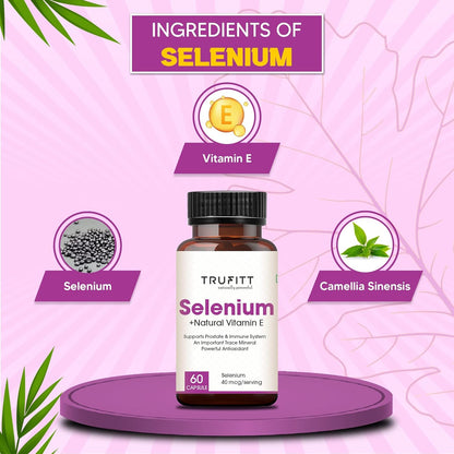 Selenium Capsules 40Mcg + Vitamin E 10Mg, With Green Tea Extract- Optimal Health, Antioxidant Supplement With Superior Absorption (60 Capsules)