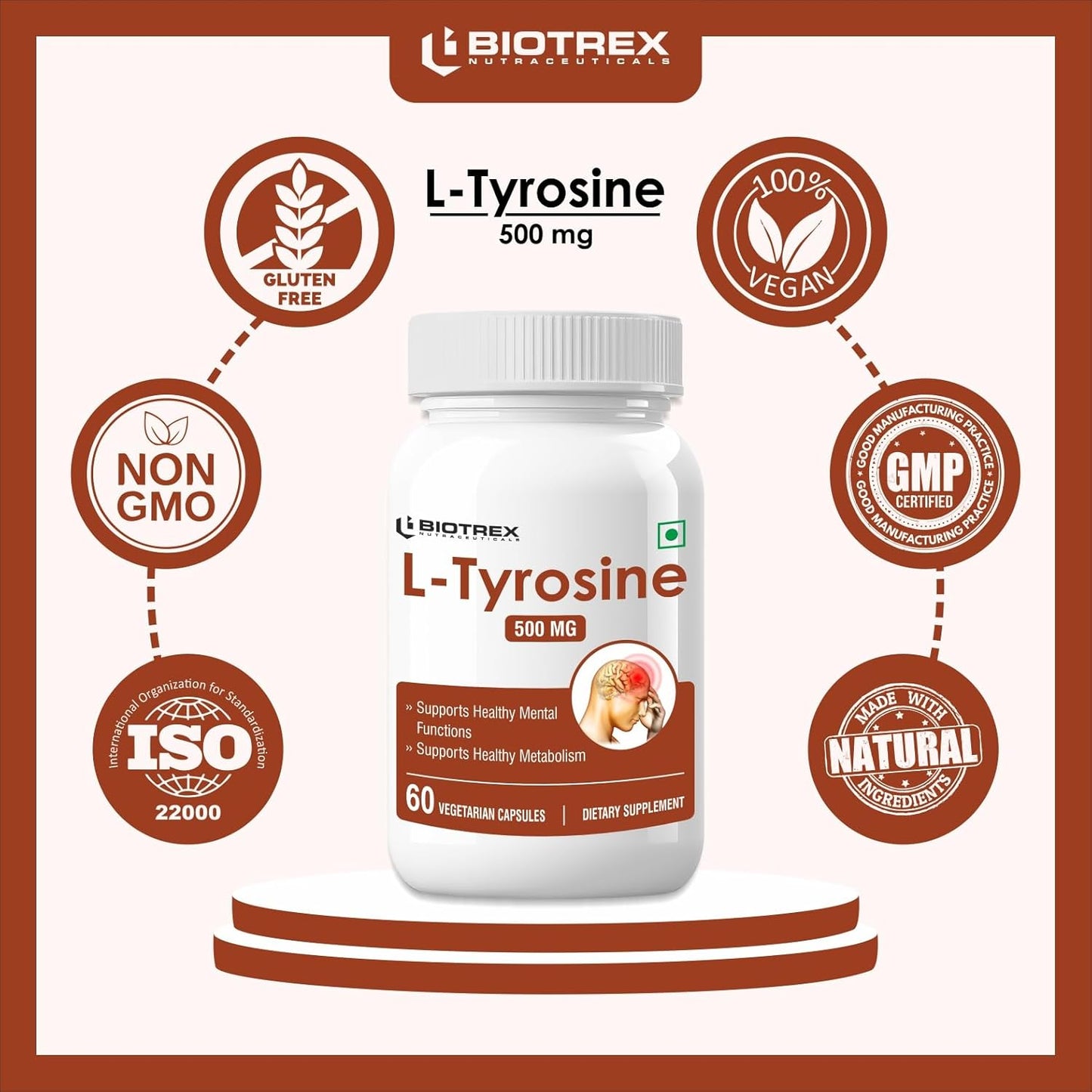 Biotrex Nutraceuticals L-Tyrosine 500mg - 60 Capsules