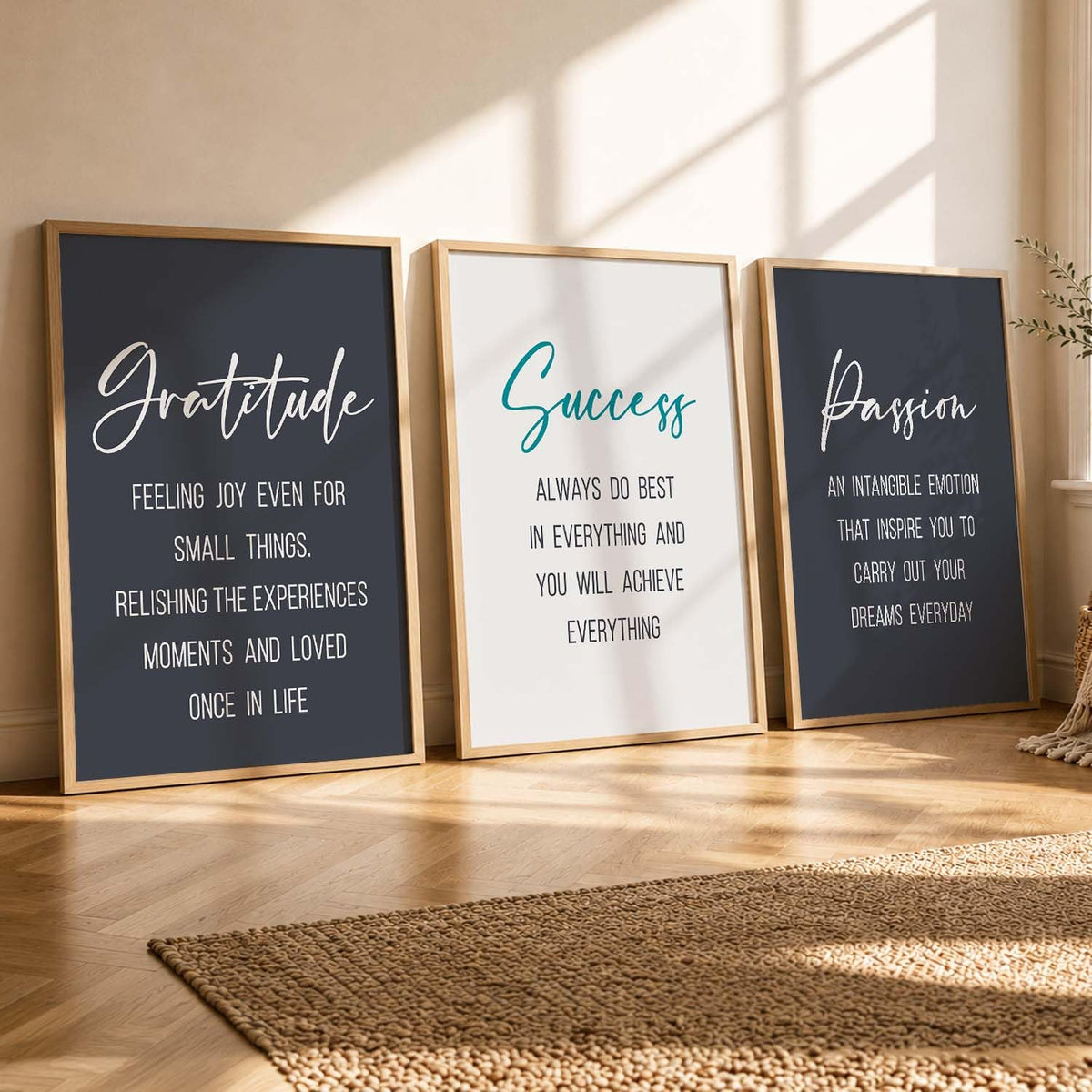 wall framed posters motivational quotes decoration items posters with frame office Decor posters for Study room Wall Decor Digital Reprint Set of 3 (13X17 inch)