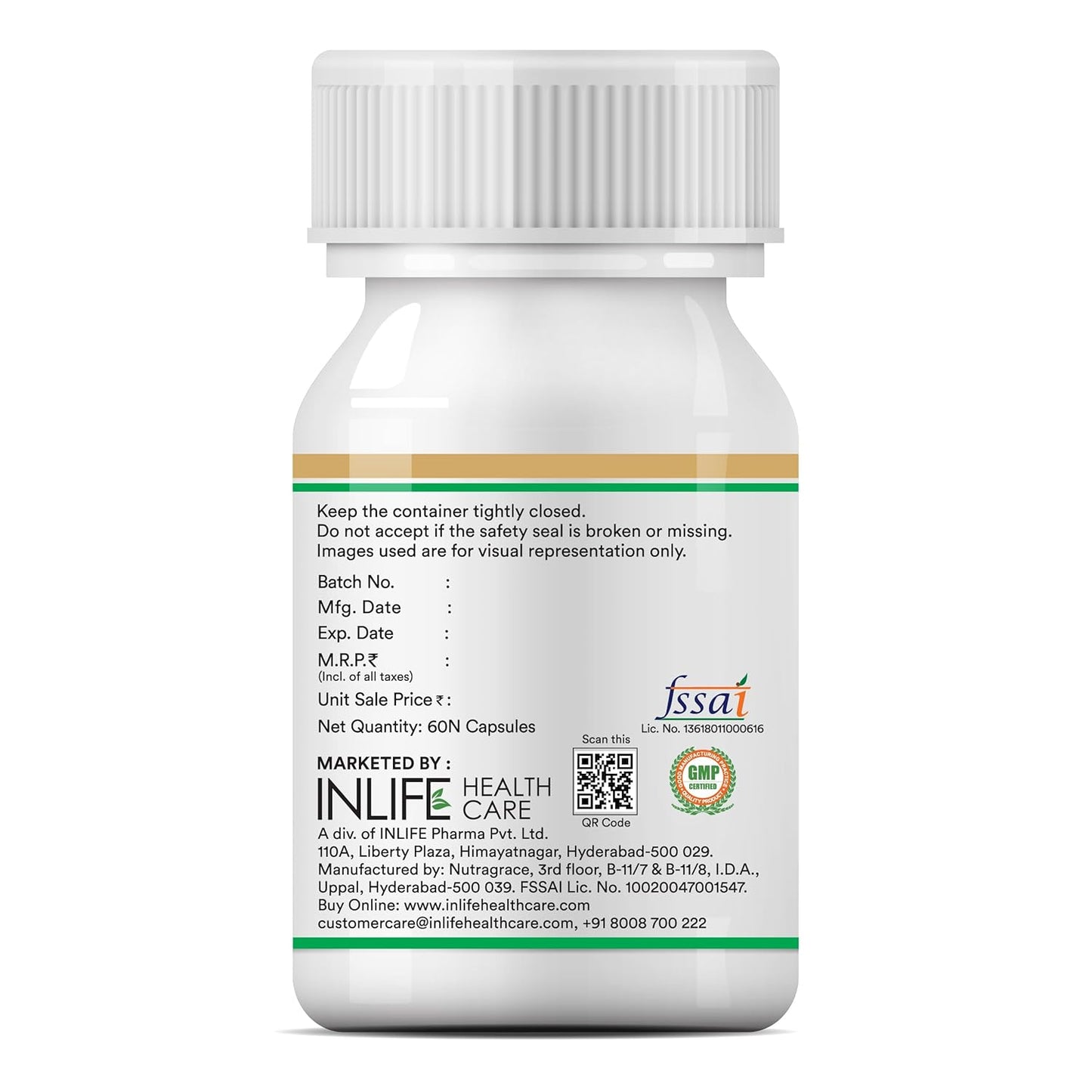 INLIFE Wheat Germ Oil Supplement | Natural Source of Vitamin E, 500 mg - 60 Capsules (Pack of 1, 60, count)