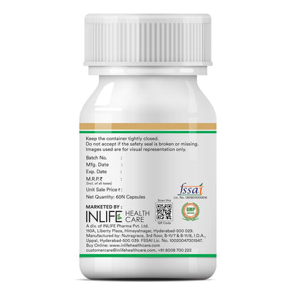 INLIFE Wheat Germ Oil Supplement | Natural Source of Vitamin E, 500 mg - 60 Capsules (Pack of 1, 60, count)