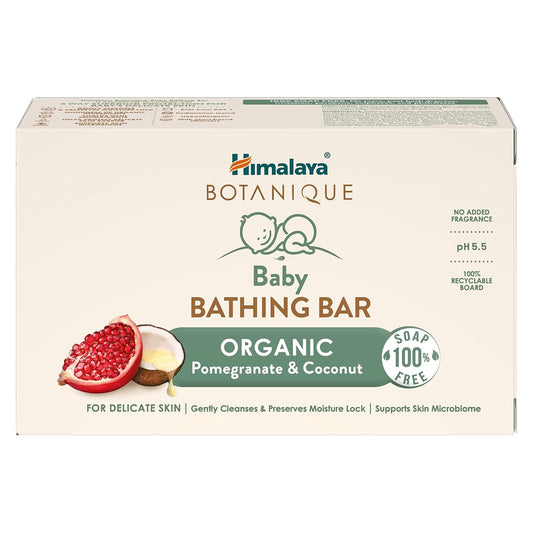Himalaya Botanique Baby Bathing Bar 75g | Organic | Preserve Moisture Lock | No Tears | Dermatologically Tested | Helps Protect Skin Barrier | pH 5.5 | Hypoallergenic | No Added Fragrance