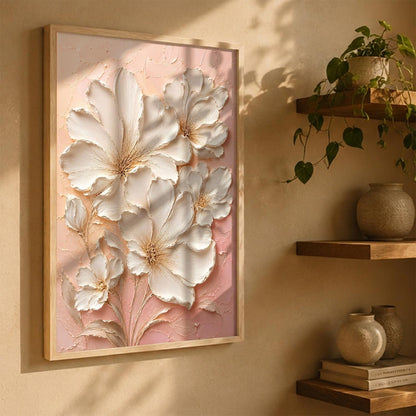 Decorative Floral Wall Art Painting With Frame | Modern Floral Painting For Living Room Bed Room Hotel Wall Decor Digital Reprint (14X20 inch)