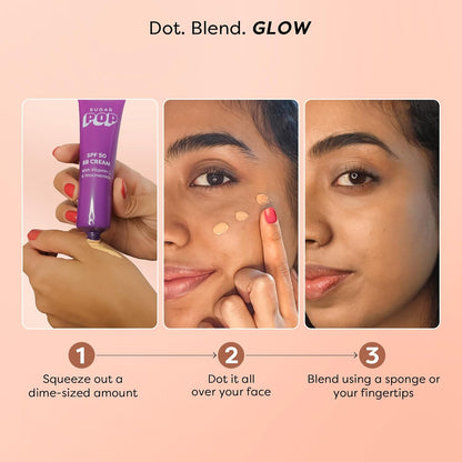 SUGAR POP SPF 50 BB Cream with Vitamin C & Niacinamide | Tinted Moisturiser with Matte Finish | Lightweight | 30gm - 01 Sand