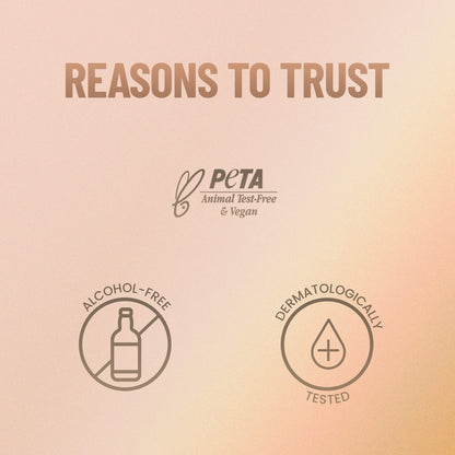PETA certification logo with 'Reasons to Trust' text on a gradient background