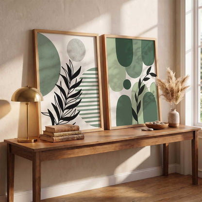 Aesthetic Floral Art Home Decoration | Boho Floral Paintings With Frame For Living Room Bed Room Hotel Wall Decor Digital Reprint Set of 2 (13X17 inch)