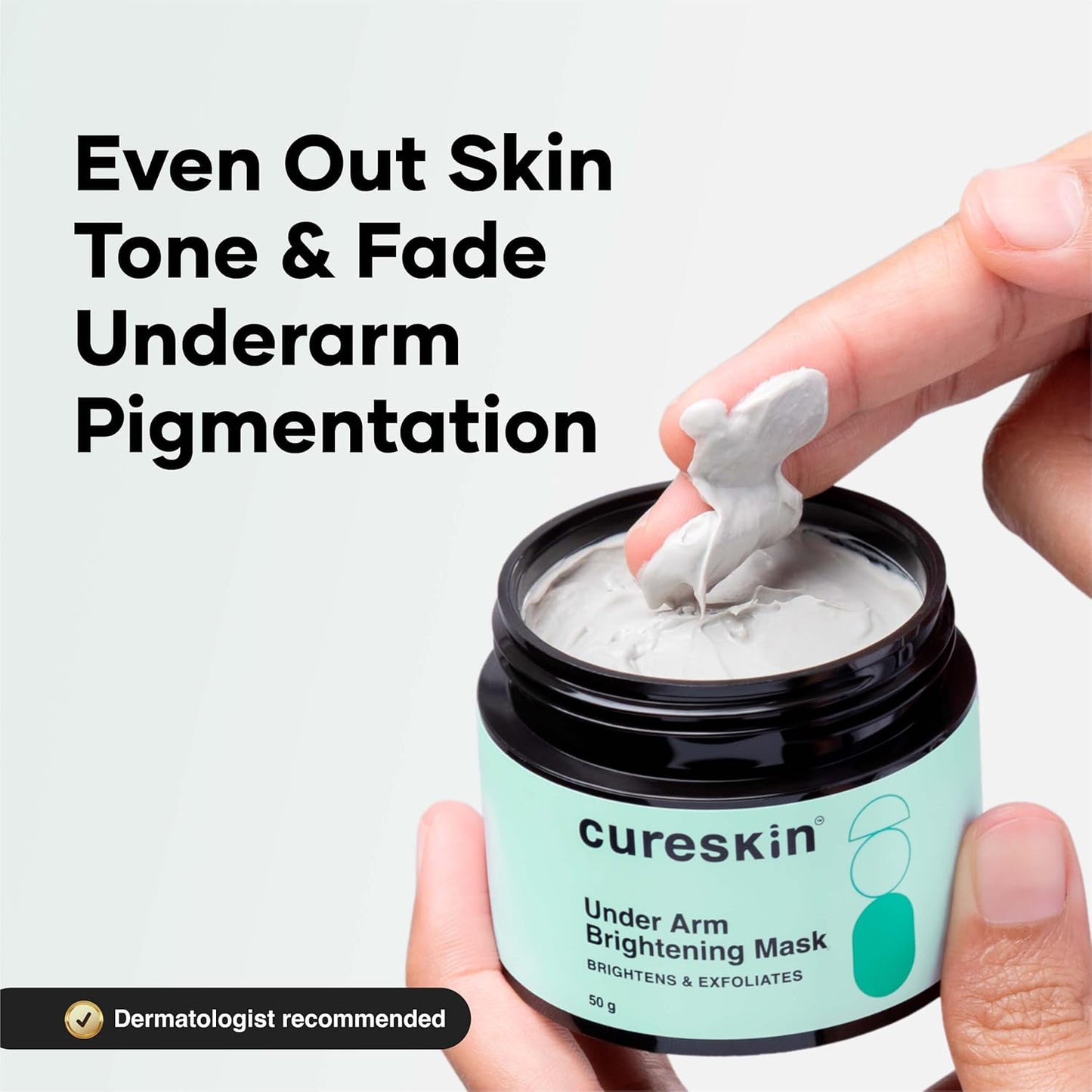 Cureskin Under Arm Brightening Cream Mask with Lactic Acid, Glycolic Acid & Malic Acid | Dark Underarms & Hyperpigmentation | Under Arm Dark Removing Cream, 50 g (Pack of 1)
