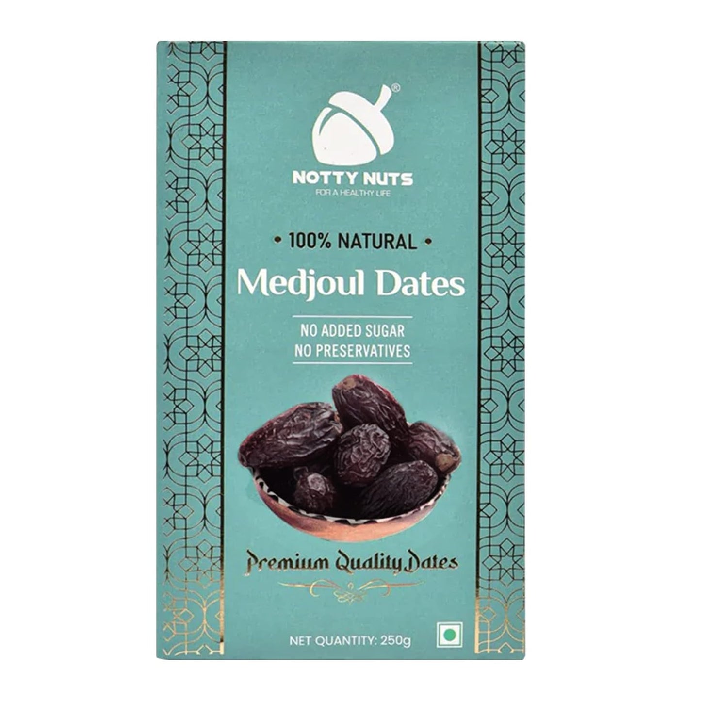 Notty Nuts -FOR A HEALTHY LIFE Medjoul Dates 250 gm| Jumbo Size Khajur/Khajoor | No Artificial Colours | Naturally Sweet | Premium dates dry fruits (Pack of1)