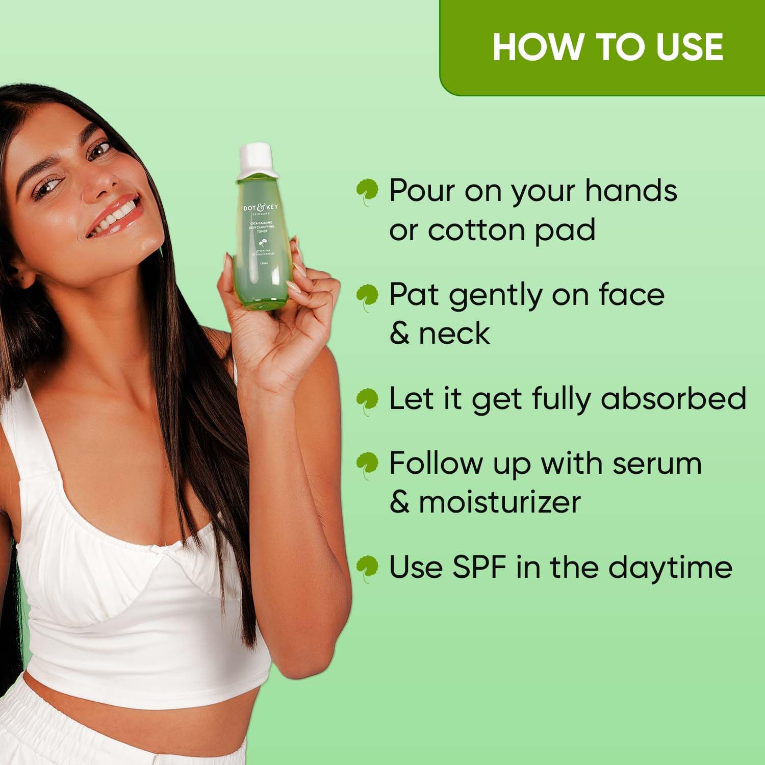 Zephivo Dot & Key Cica Calming Skin Clarifying Toner with Green Tea & Niacinamide | Toner for Acne Prone Skin | Niacinamide Toner For Acne, Oily & Sensitive Skin | Fades Acne Scars & Dark Spots | 150ml
