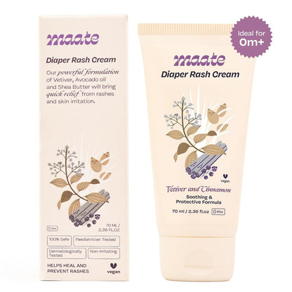 Maate Diaper Rash Cream for Baby 70ml | Enriched with Vetiver, Cinnamon, and Rosemary Oils | Treats & Heals Diaper Rashes & Infection | Diaper Cream for Baby | Pediatrician & Dermatologically Tested
