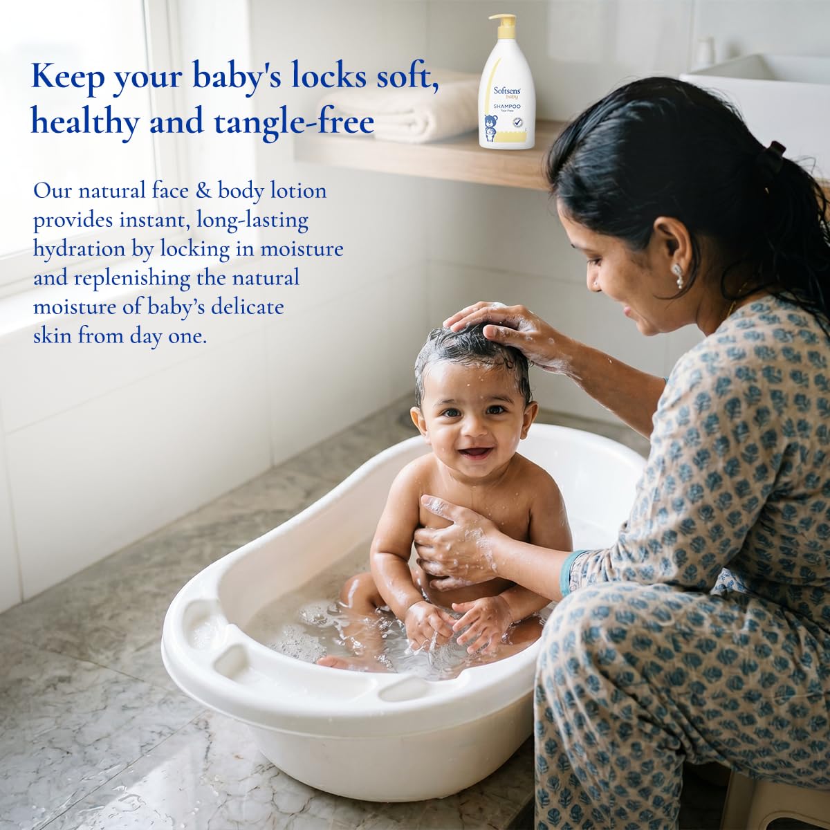 Softsens Baby Tear-Free Shampoo 500ml | Enriched with Castor Oil | Ultra-Mild,Dermatologically, Hypoallergenic, Paraben & Sulfate-Free Formula for Babies