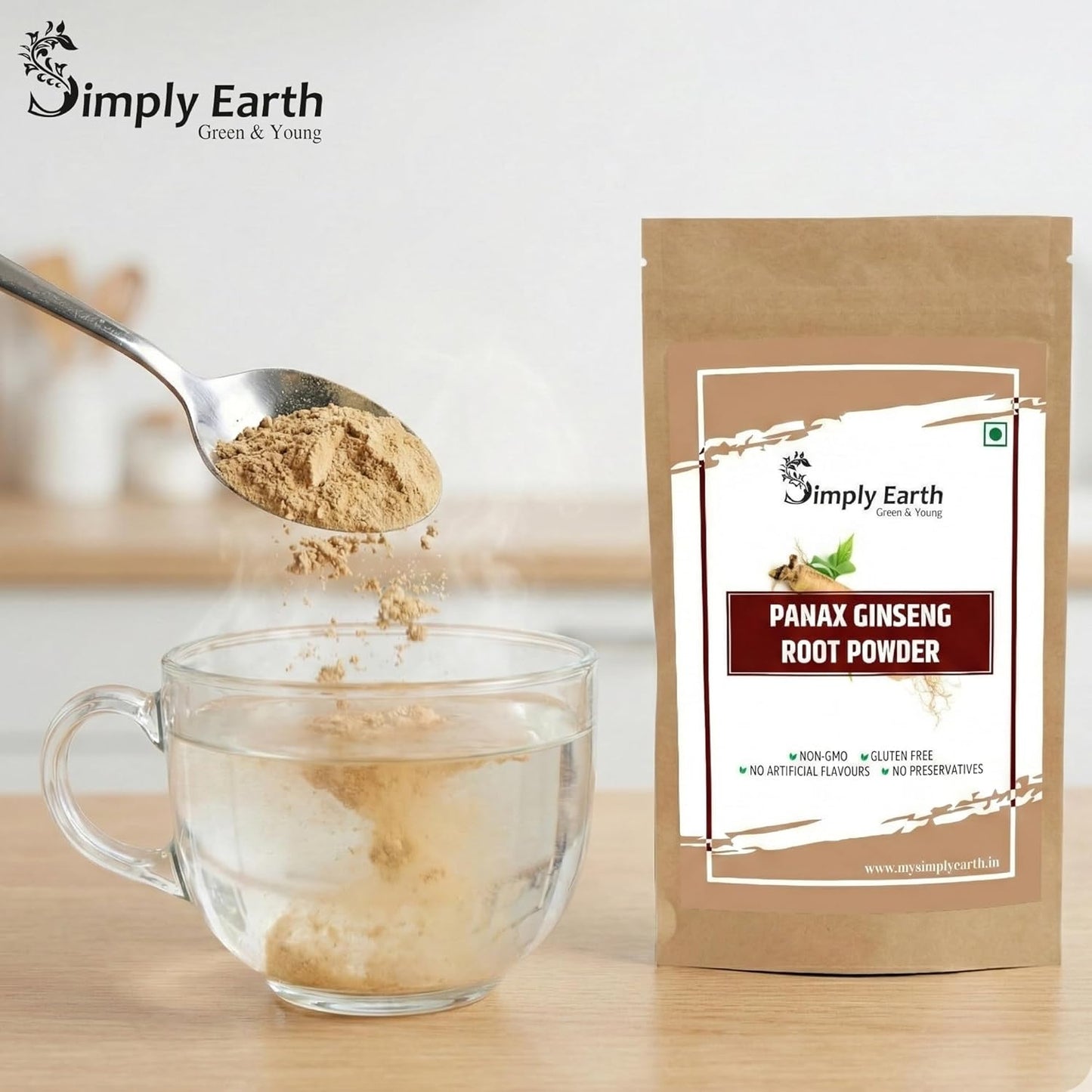 Simply Earth Cognitive Support Combo - Extra Strength Ginkgo Biloba (100g) & Red Panax Ginseng (100g) - Pure Organic Herbal Powder for Mental Clarity and Vitality