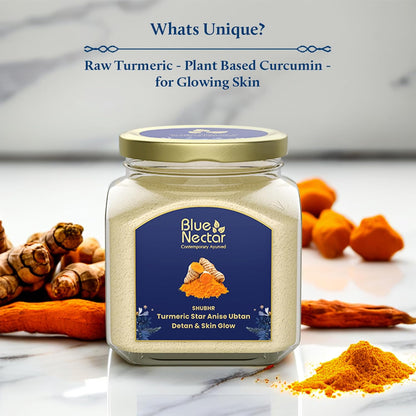 Blue Nectar Turmeric Ubtan Face Pack Powder | Tan Removal Face Pack for Glowing Skin for Women & Men | Multani Mitti with Ayurvedic Herbs for Skin Brightening (9 Herbs, 115 g)