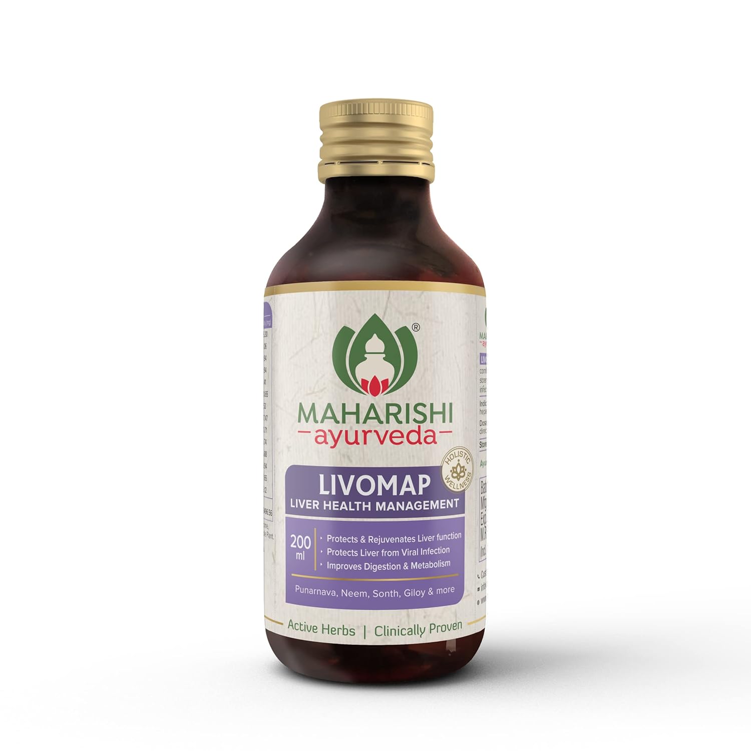 Zephivo Maharishi Ayurveda Liver Care and Liver Support Supplement tonic | Livomap Syrup Protects and Rejuvenates the Liver Function | Clinically Tested | 200mL
