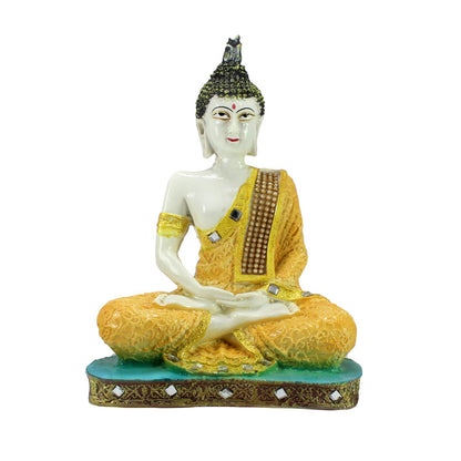 Orange Buddha Decorative Showpiece - 24 cm