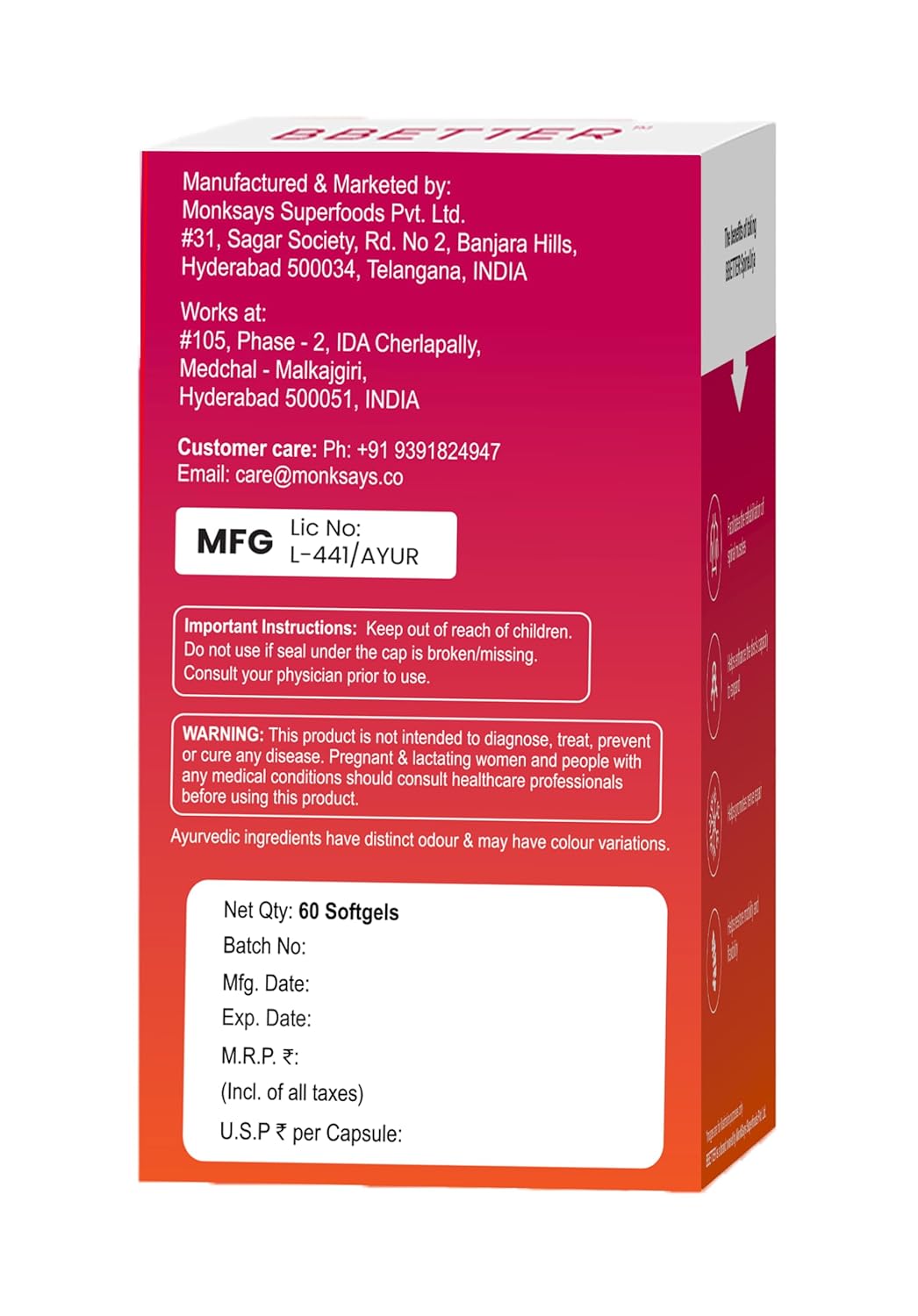 BBETTER SpineUrja -Lab Tested Ayurvedic Medicine for Lower Back Pain Relief & Sciatica Relief | Made by Taila Paka Vidhi Method | 60 Softgels