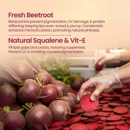 Nat Habit Lip Butter with Fresh Beetroot, Squalane, Desi Ghee & Raw Honey | Natural Lip Balm for Pink Lips, Intense Nourishment & Chapped Lips | 10g