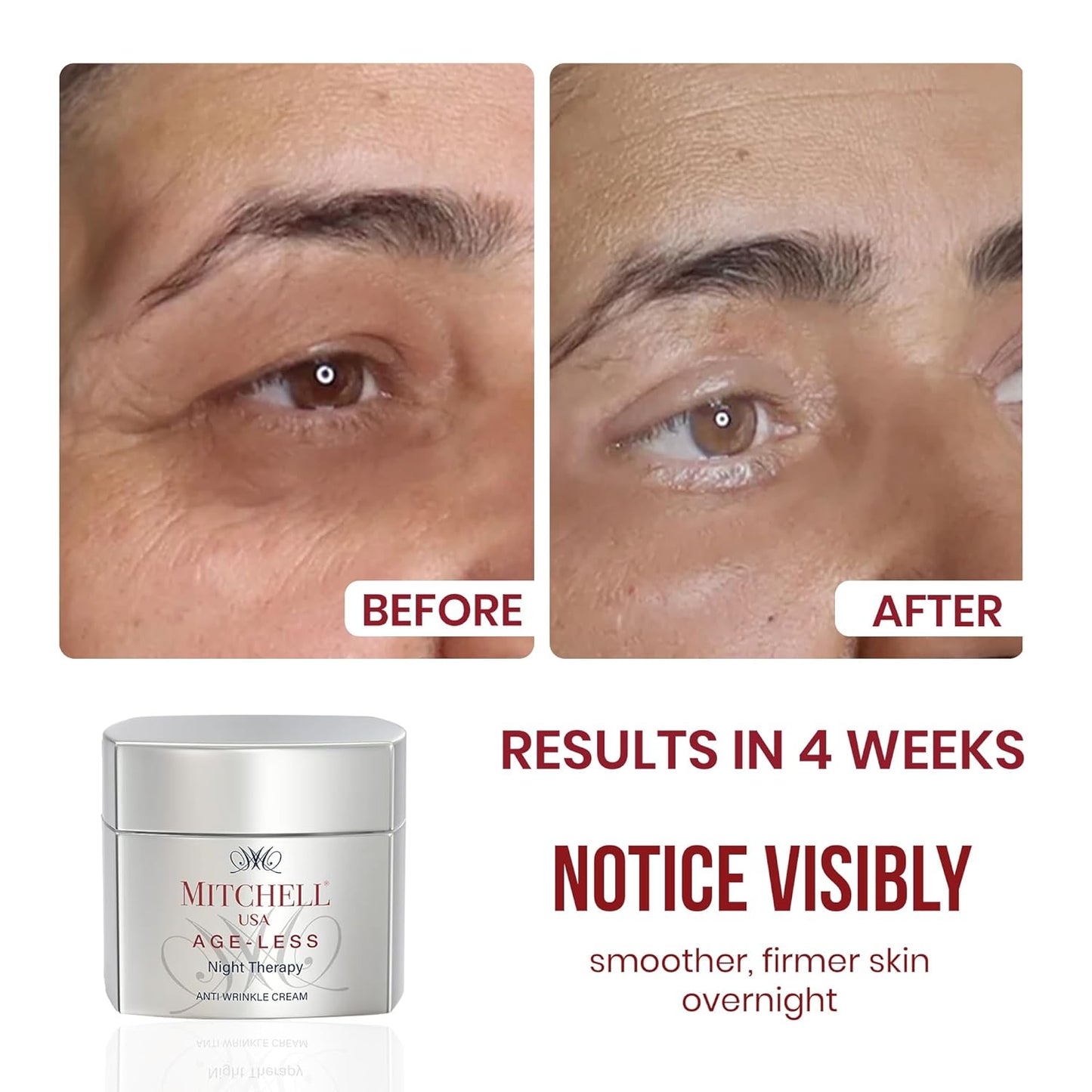 Mitchell USA Night Therapy Anti Aging Night Cream for Women & Men | Reduce Wrinkles & finelines | Lotus Seed Extract & Brahmi Extract | Cocoa Seed Butter Citric Acid | For All Glowing Skin Types | 50g