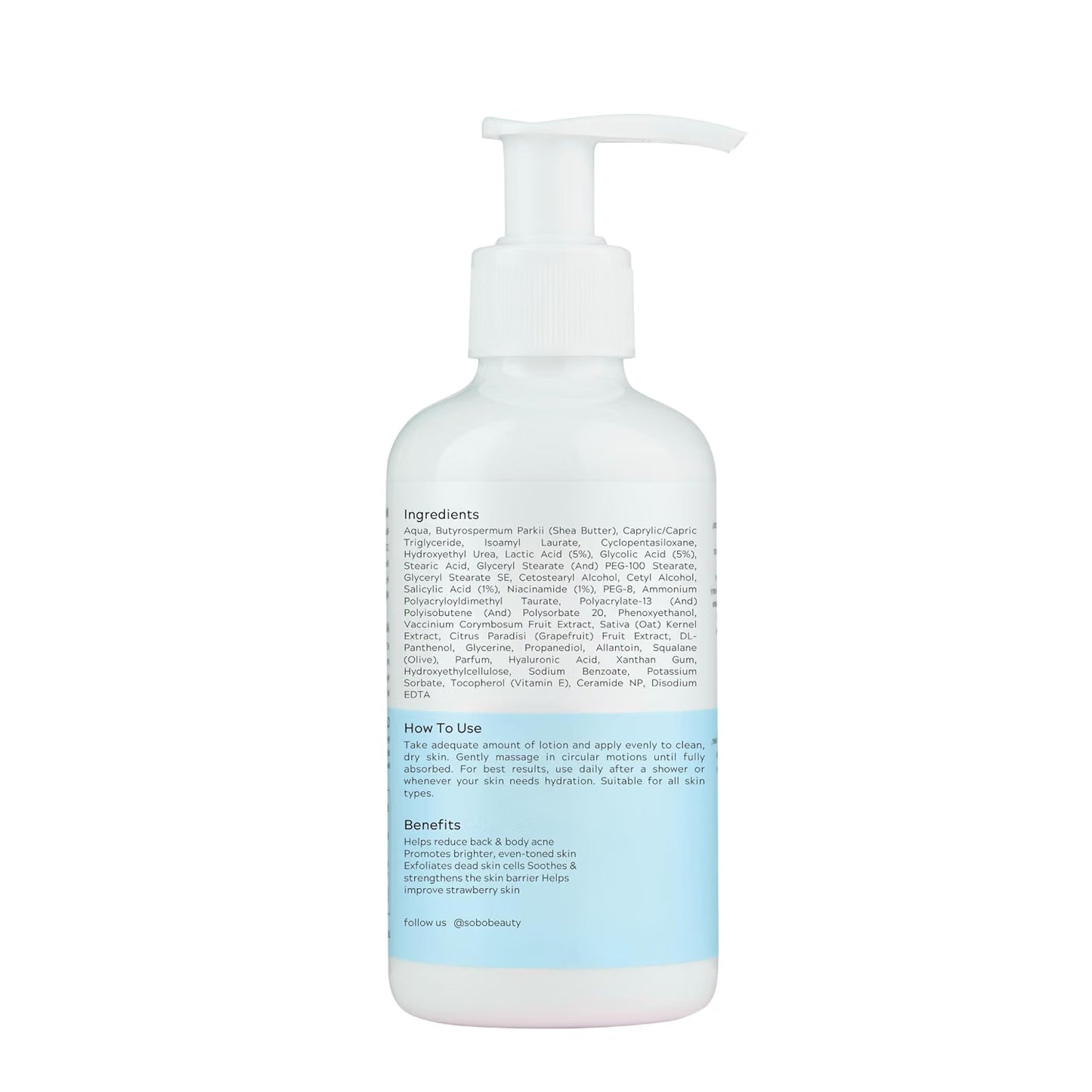 SOBO BEAUTY 10% AHA + 1% BHA Body Lotion | Glycolic Acid 5%, Lactic Acid 5% & Salicylic Acid 1% | For Strawberry Skin, Tan & Uneven Texture | 200 ml | Perfumed