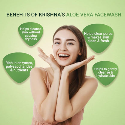 Krishna's Aloe Vera Face Wash - 100 ml | Softening & Supple Face Wash for Daily Use with Goodness of Aloe Vera