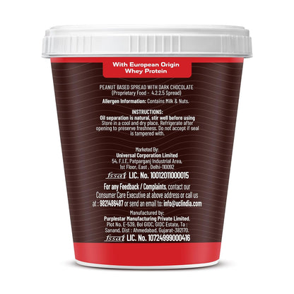 DiSano High Protein Dark Chocolate Peanut Butter with Whey Protein, Creamy | 30g Protein. Gluten Free, Post & Pre Workout snack