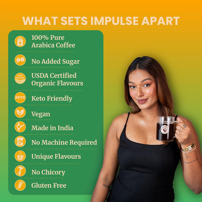 Impulse Coffees Pal Pal Pineapple Instant Coffee Powder|Fruity,Sweet Aroma Flavoured Coffee|Dark Roasted Arabica Coffee Powder|Tropical & Fruity Instant Coffee Premix|Ideal Hot & Cold Coffee Mix|50 Gm