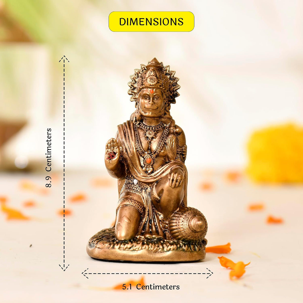 Hanuman Ji Murti for Car Dashboard Resin Sankat Mochan Hanuman Idol for Home Decor & Gifts, Office, Pooja Room
