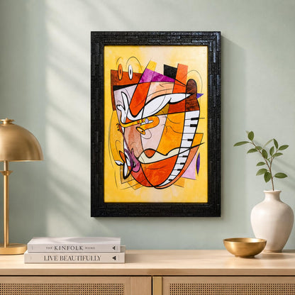 Abstract Modern Art Framed Painting | Ready to Hang- (Wooden Frame, Multicolor, 10inch x 14 inch)