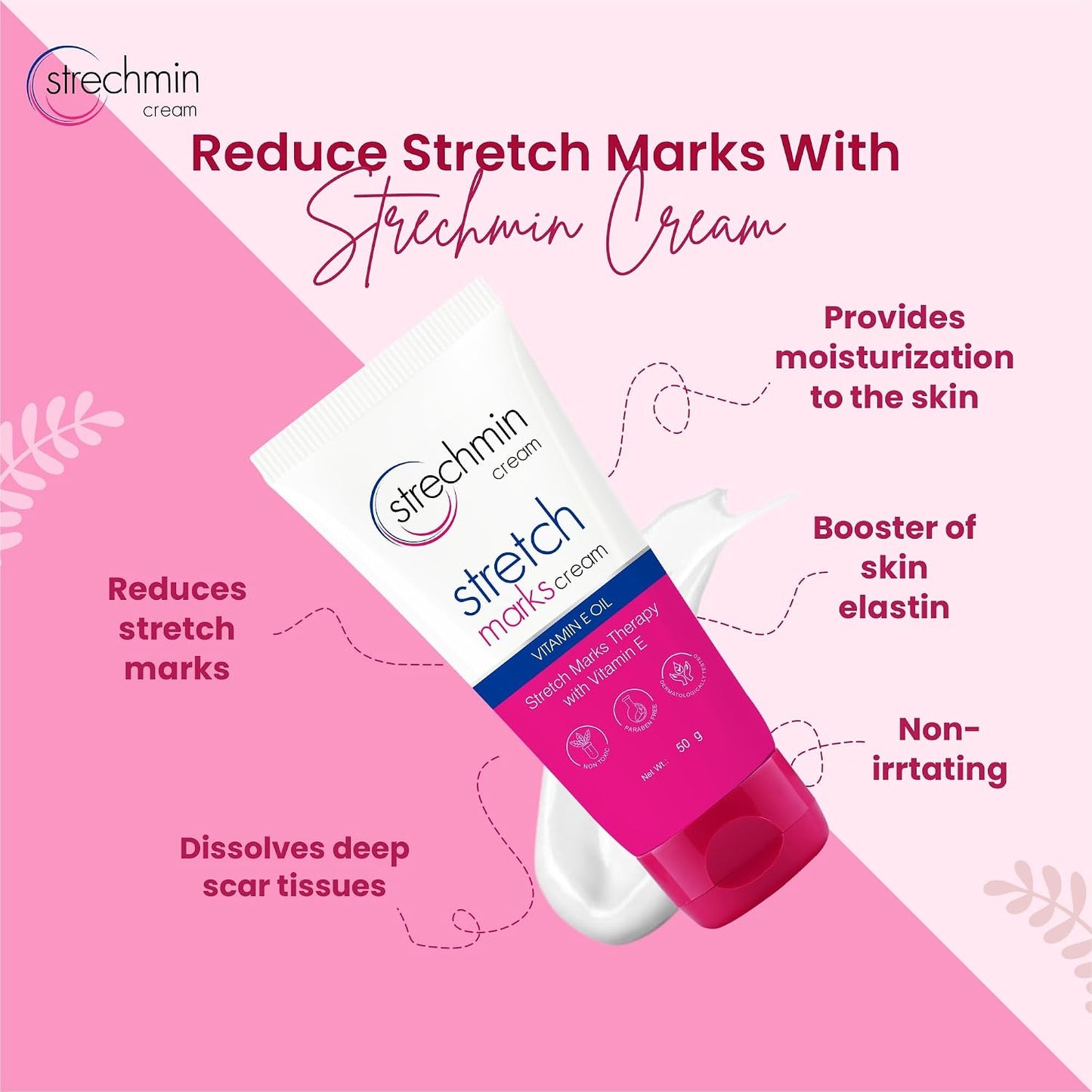Leeford Stretch Marks Cream - 50g | Targets Old & New Stretch Marks Effectively | Goodness of Almond oil, Aloevera & Cucumber | Reduce Stretch marks & Scars During Pregnancy or Weight Loss