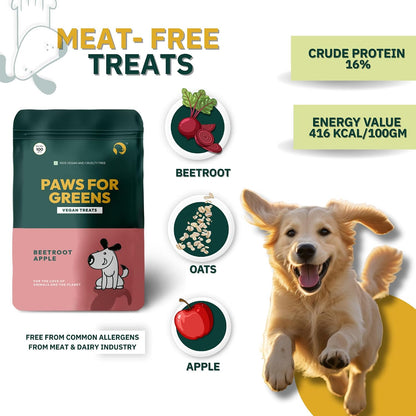 PAWS FOR GREENS Multivitamin Dog Treats 100% Natural Plant-Based Meat-Free Dog Biscuits Healthy & Veg Dog/Puppy Snacks (100grams)