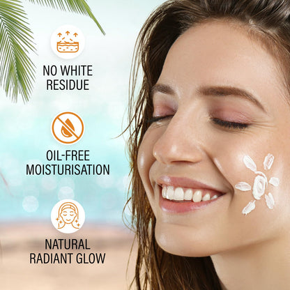 FACESCANADA Sunscreen Lotion, 100ml | SPF 50 PA+++ | Oily Protects From UVA & UVB Rays | 1% Hyaluronic Acid & Vitamin C | Lightweight | No White Cast | Natural Radiant Glow| No Alcohol | No Parabens