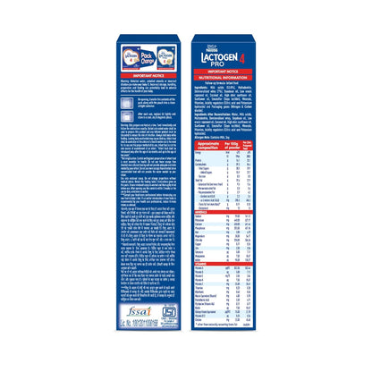 Lactogen Pro 4, Follow-Up Formula With Iron, Whey Protein And Vitamins, After 18 Months Up To 24 Months, Bag-In-Box Pack, 400g.