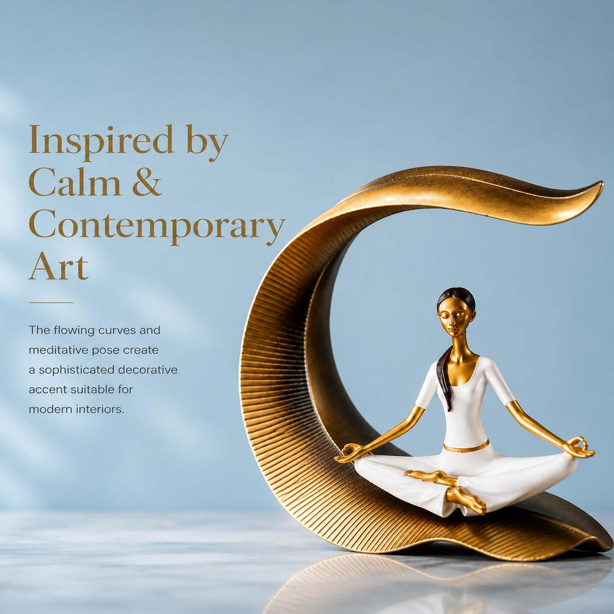 Yoga Lady Statue Polyresin Meditating Woman Figurine for Home & Office Décor 22Cm | Elegant Yoga Showpiece | Zen Décor | Namaste Meditation Idol | Decorative Woman Statue (White)