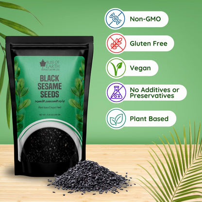Bliss of Earth 200gm unhulled Black Sesame Seeds, Kaale Til, Fresh & Organic Fully Fiber Rich Great for Cooking & Baking