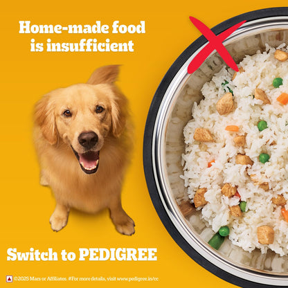 Pedigree Adult Dry Dog Food, Meat & Rice, 1 kg, Contains 37 Essential Nutrients, 100% Complete & Balanced Food for Adult Dogs