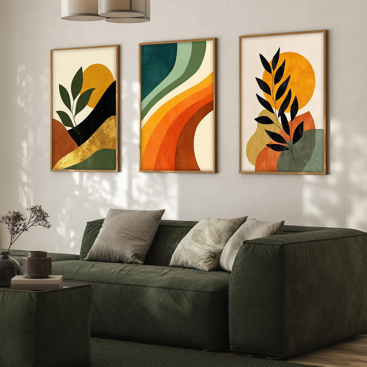 Boho wall Art Paintings Modern Art Framed Wall Painting for Living Room Bedroom - Wall Posters | Paintings with Frame Set of 3 (Boho 2, 10x13 inch)