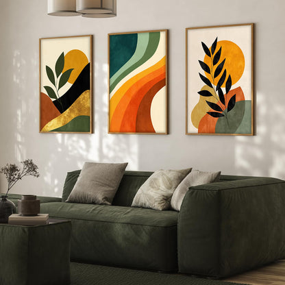 Boho wall Art Paintings Modern Art Framed Wall Painting for Living Room Bedroom - Wall Posters | Paintings with Frame Set of 3 (Boho 2, 13x19 inch)