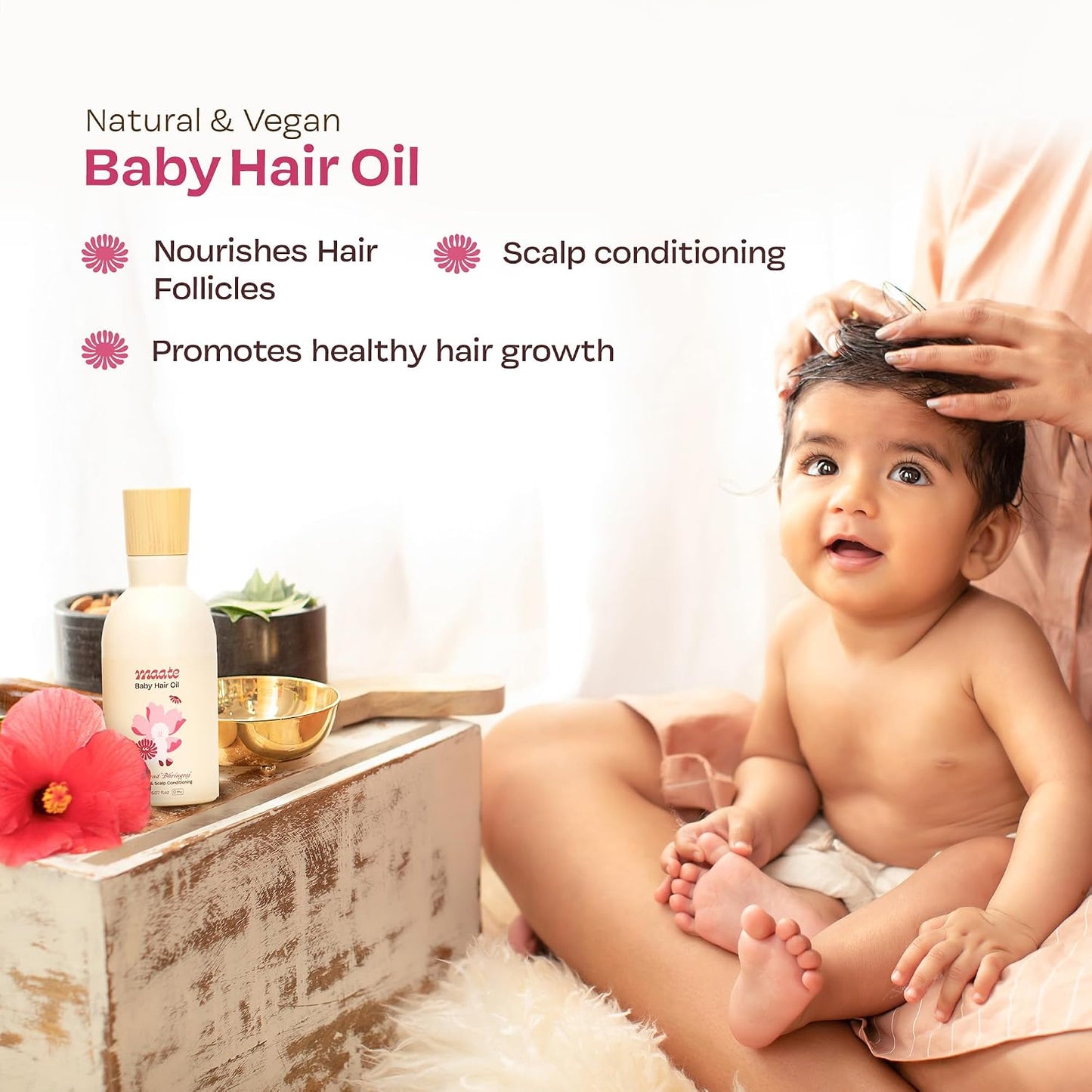 MAATE Baby Hair Massage Oil Baby Hair Growth and Scalp Conditioning Using Traditional Ayurvedic Methods, Cream, 150ml