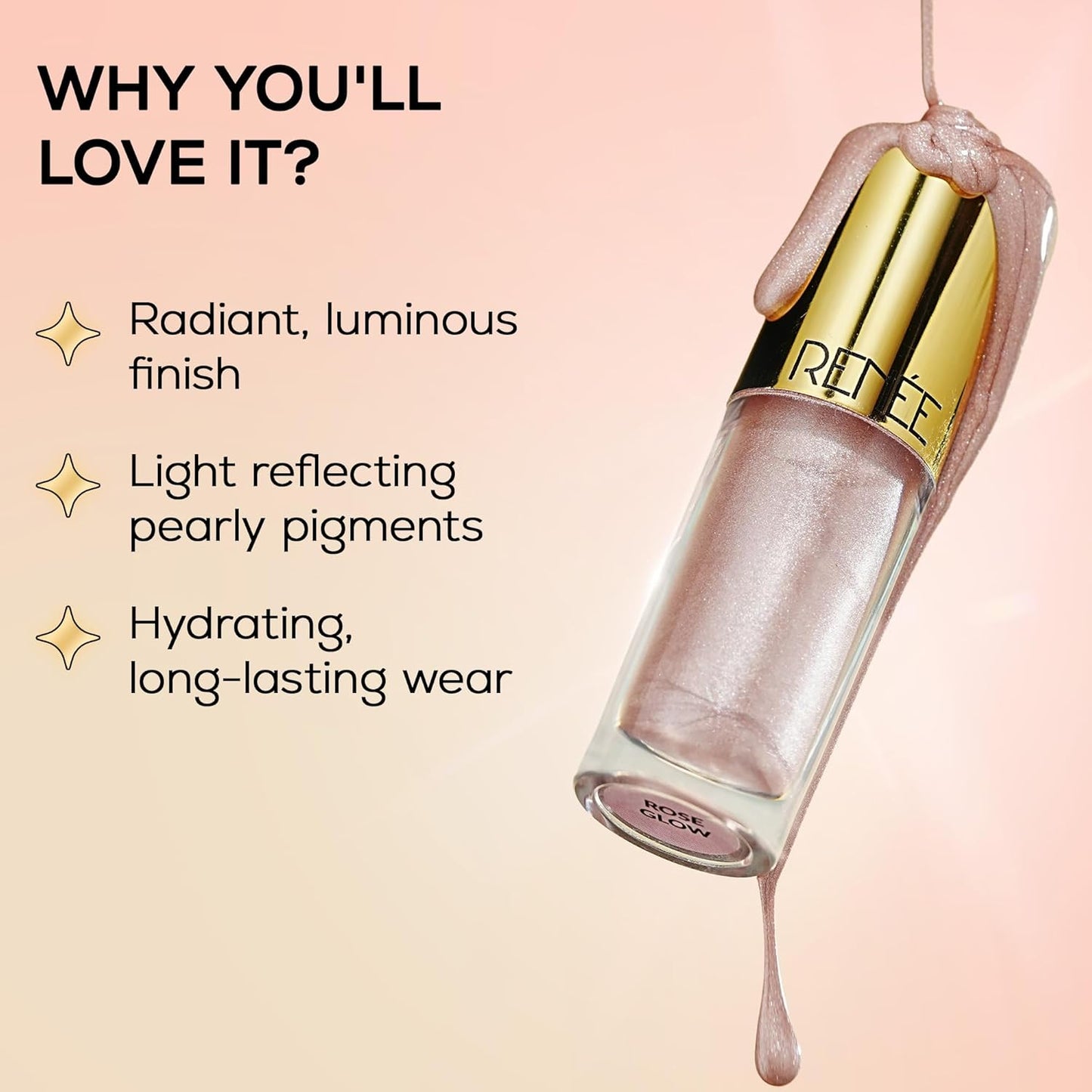 RENEE You are Glowing Liquid Highlighter for Face Makeup – Rose Glow | Illuminating, Dewy Finish | Long-Lasting, Radiant, Pearly Finish | Vitamin E, Jojoba Oil Infused | 6 ml