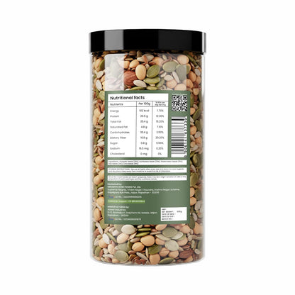 Growfitz 5-in-1 Super Seed Mix | 500g | 20.5g High Protein & Fiber | Roasted Pumpkin, Sunflower, Flax, Chia, Soy Nuts & Sesame | Healthy Snack | Export Quality Superfood
