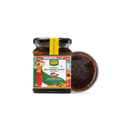 THE LITTLE FARM CO Grandma's Date & Tamarind Chutney (300g) Imli Chutney Tangy Sauce Made with Dates, Jaggery, Raisins & Natural Ingredients | Perfect with Samosa, Chaat, Pakoras & Snacks