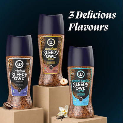 Sleepy Owl French Vanilla Premium Instant Coffee | 100% Arabica | Microground Technology | Ready in Seconds | Makes 50 Cups | 100g