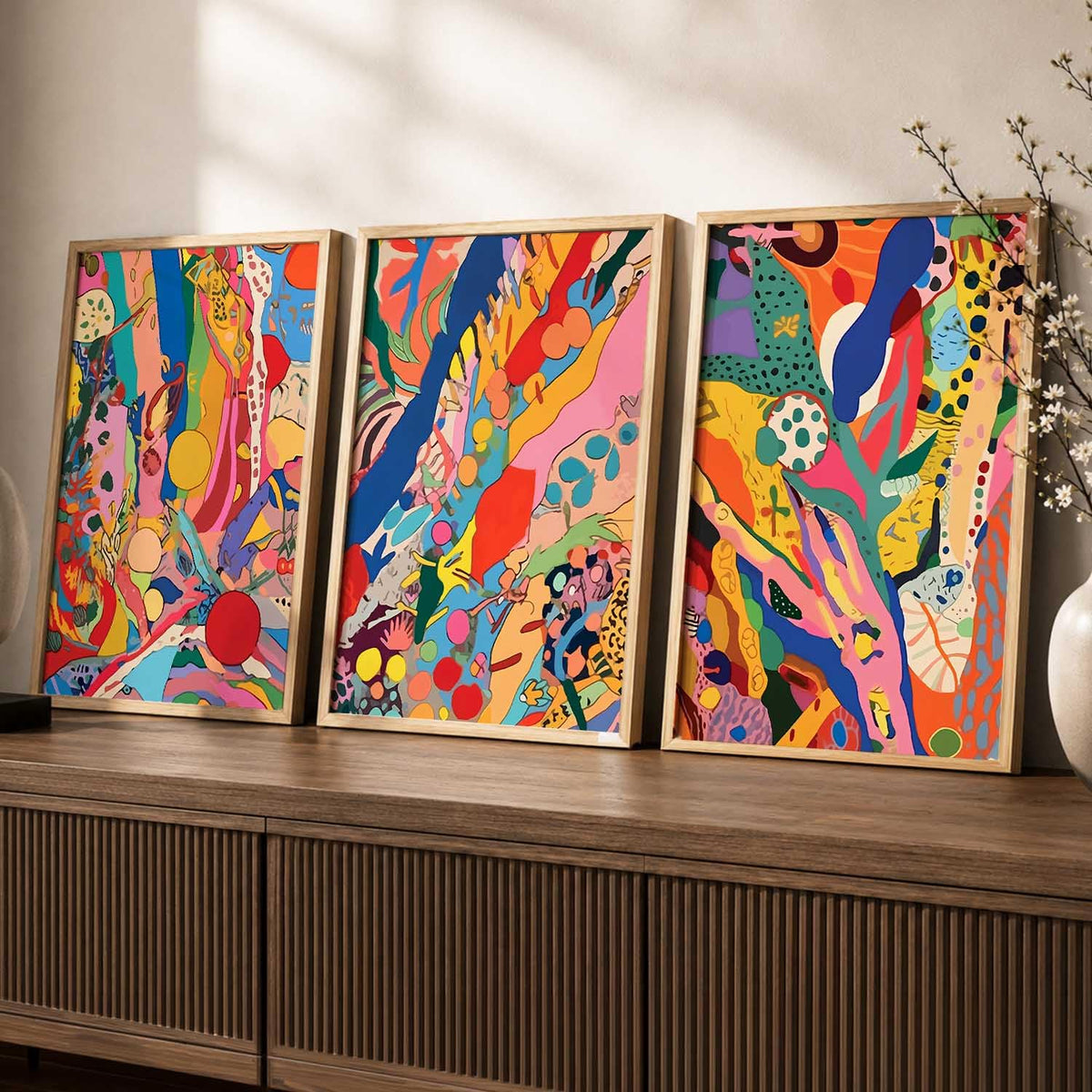 Premium Digital Painting with Frame for Home Decor - Painting for Living Room Bedroom Office Room Decor - Painting for Wall Decoration - Pack of 3 (Modern Art Painting, Design02, 10X13 inch)