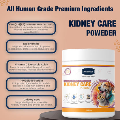Aniamor Kidney Care Powder for Dogs and Cats|Kidney Care|Pets Supplement|All Life Stage|200gm Jar
