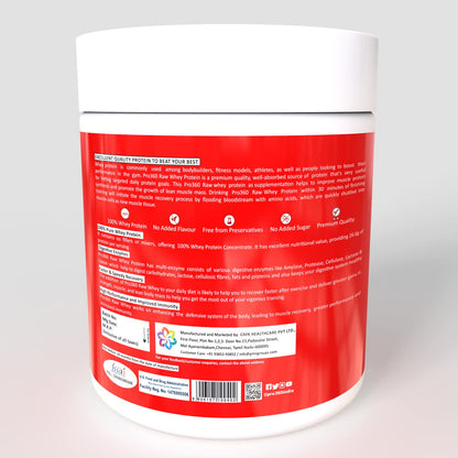 Pro360 Raw Whey Protein 100% - Unflavored - 250gm (100% Whey with Digestive Enzymes, 26.6g Protein, 5.97g BCAA, 4.7g Glutamic Acid per Serving)